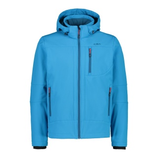 CMP Softshell Jacket (windproof, water-repellent) with hood in danube blue for men